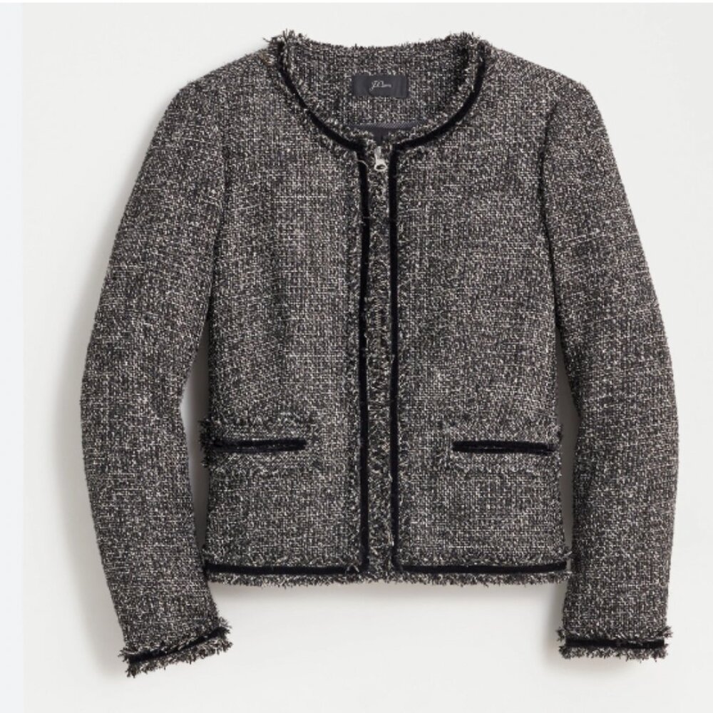 J.Crew Lady Jacket In Sparkling Constellation Tweed Size 4 EUC